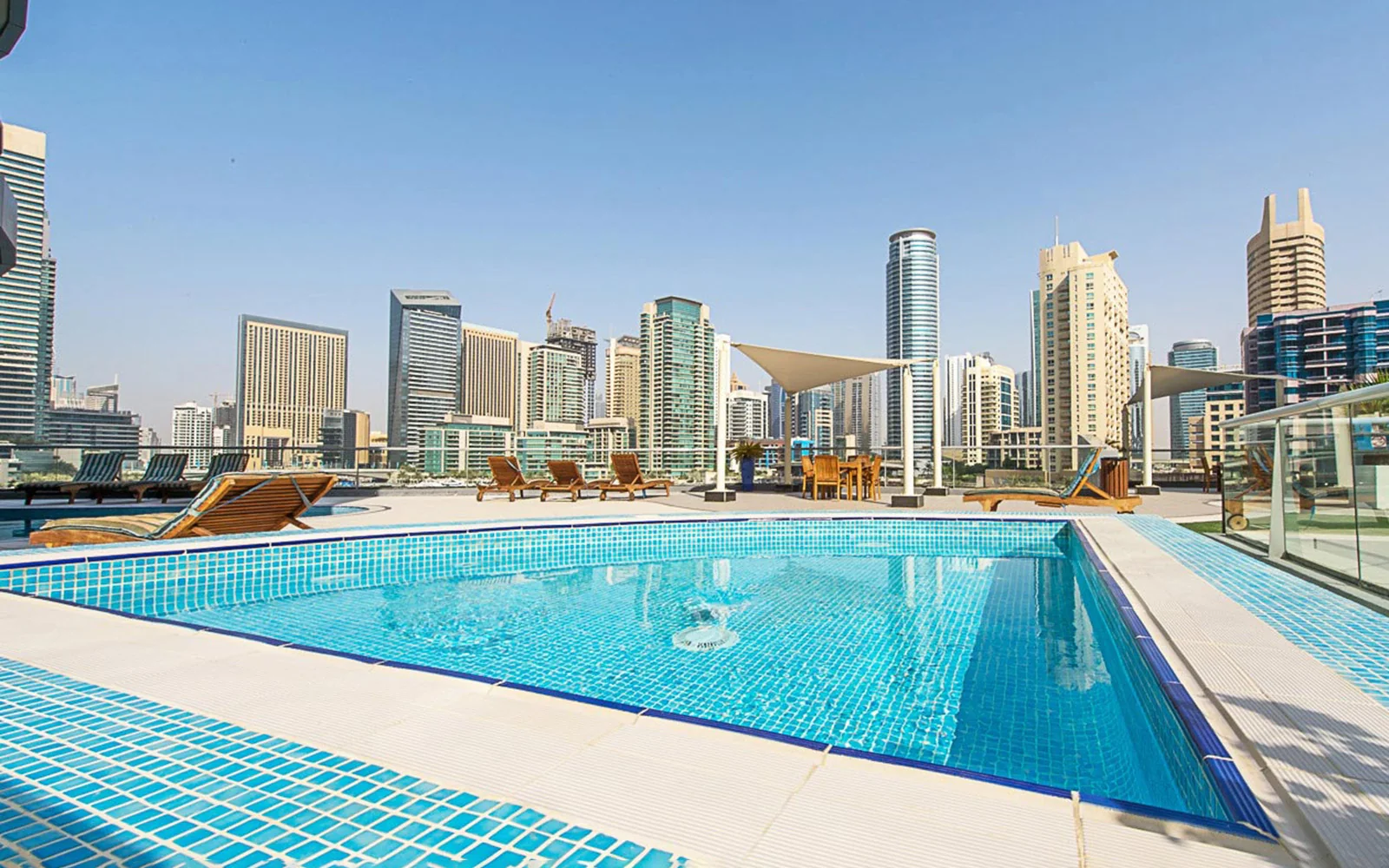 A spacious pool deck