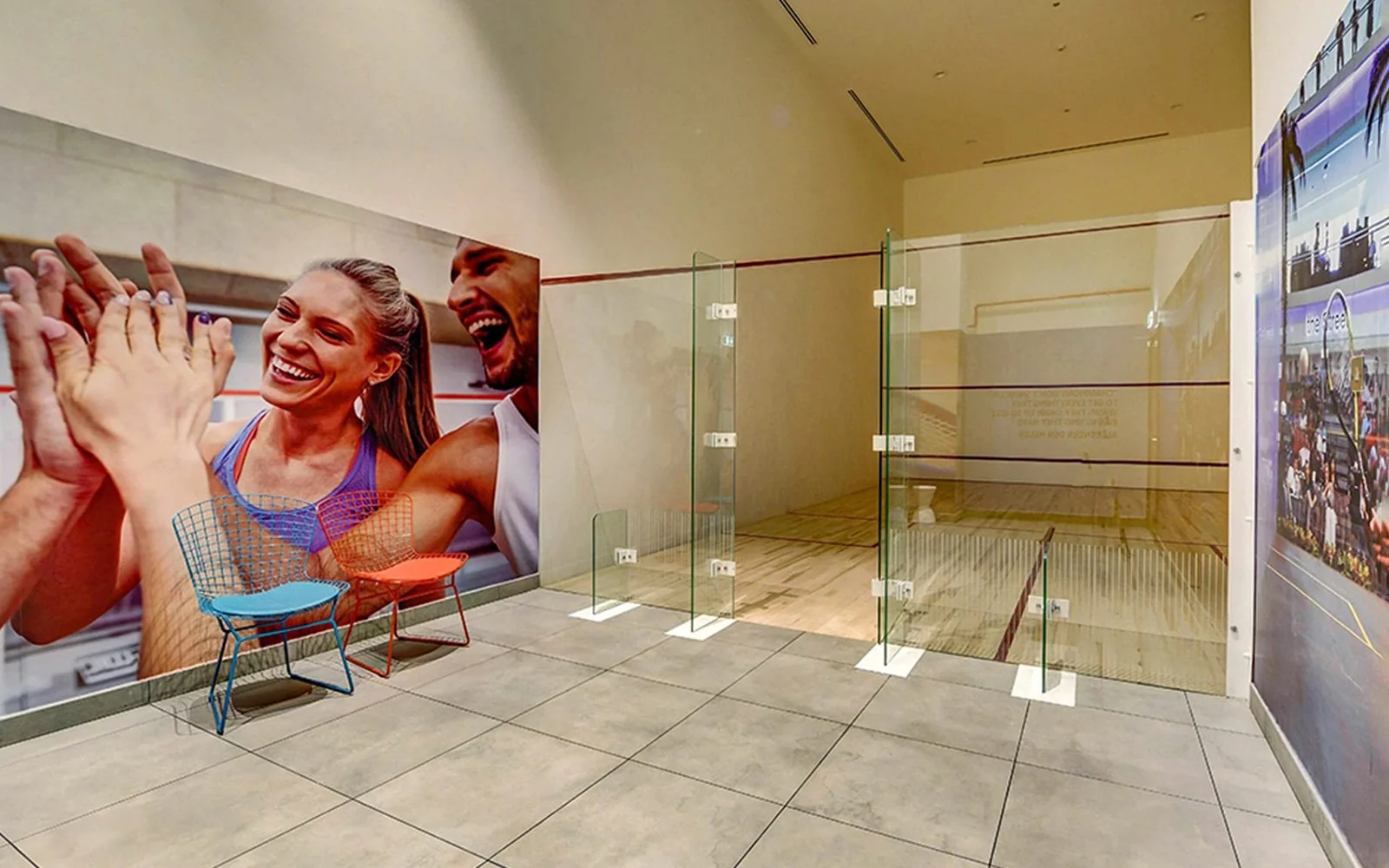 Squash and paddle tennis courts