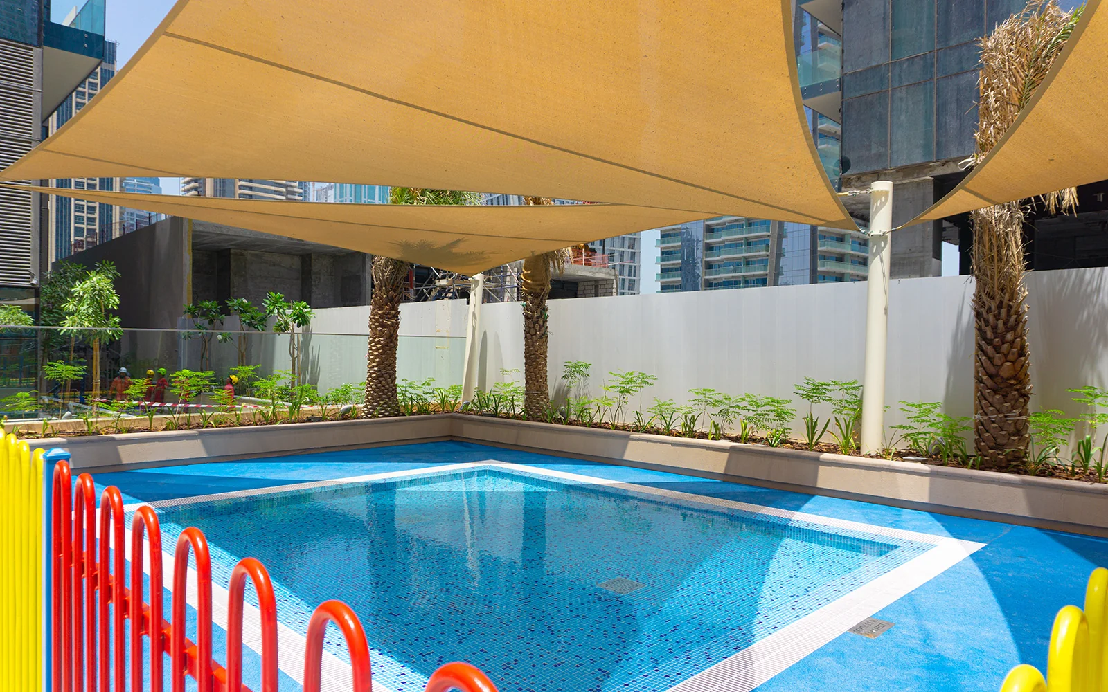 A children's pool with play area