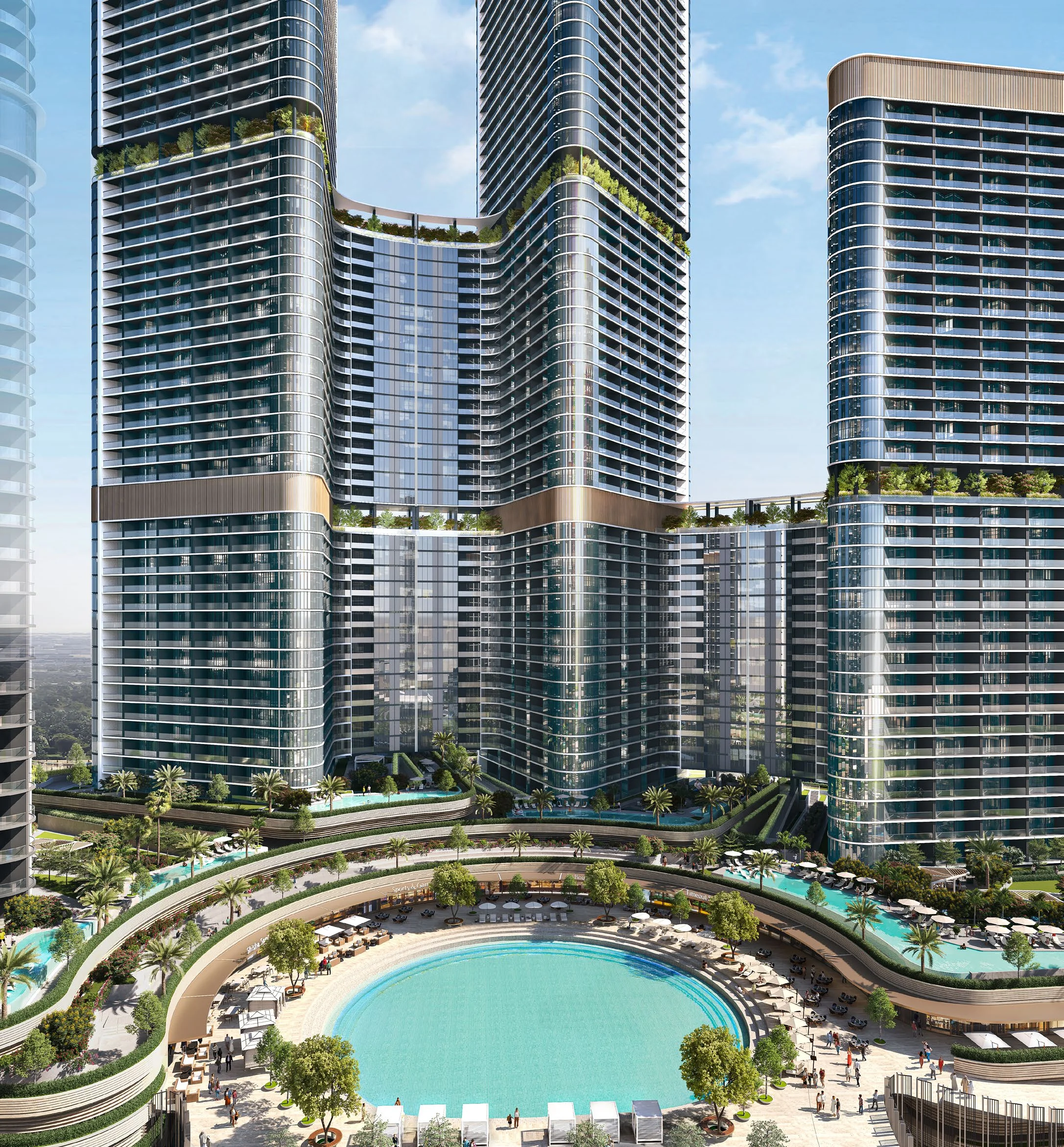 Planned around an amphitheatre and water feature