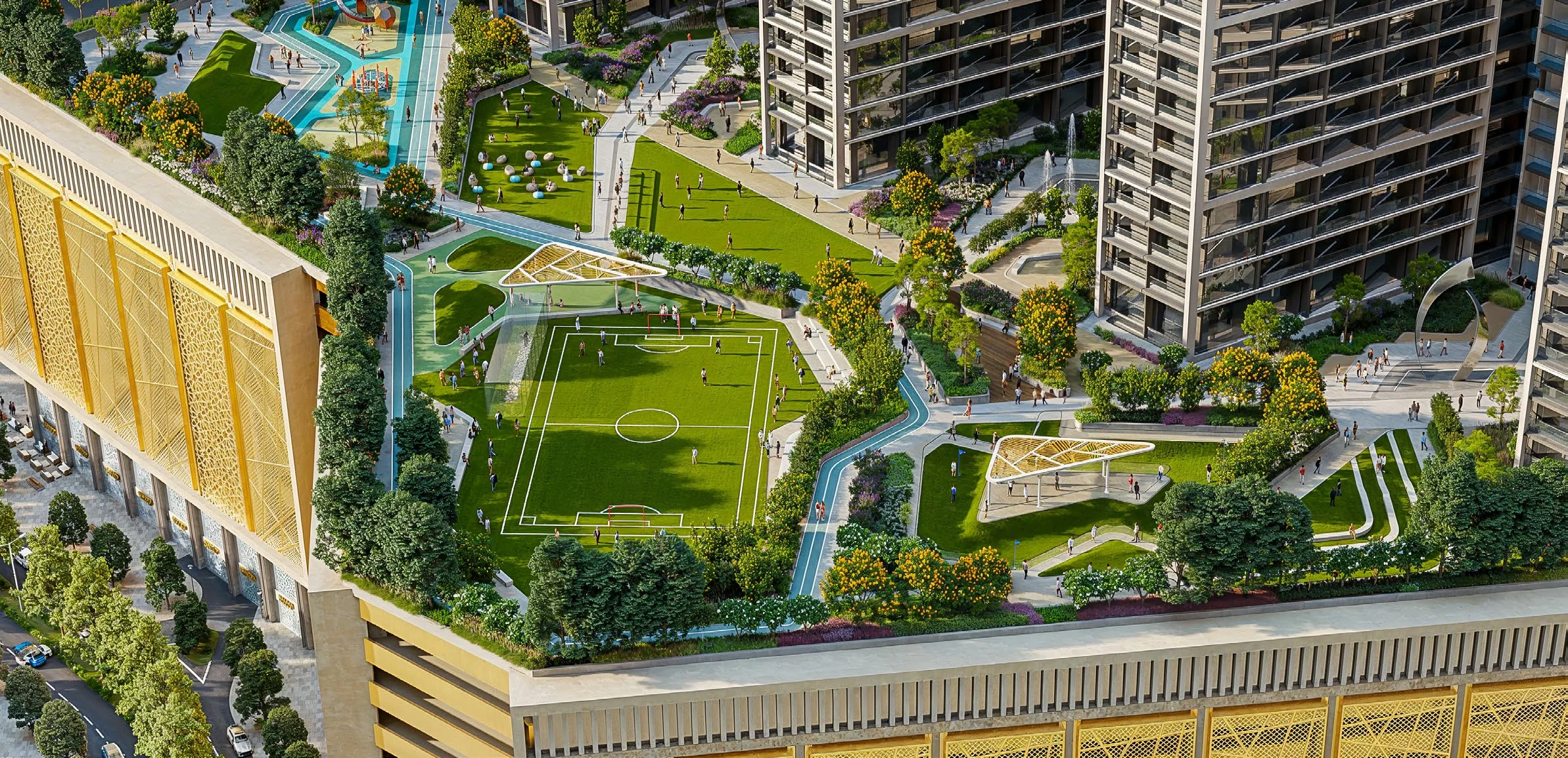 Landscaped grounds for sport and play