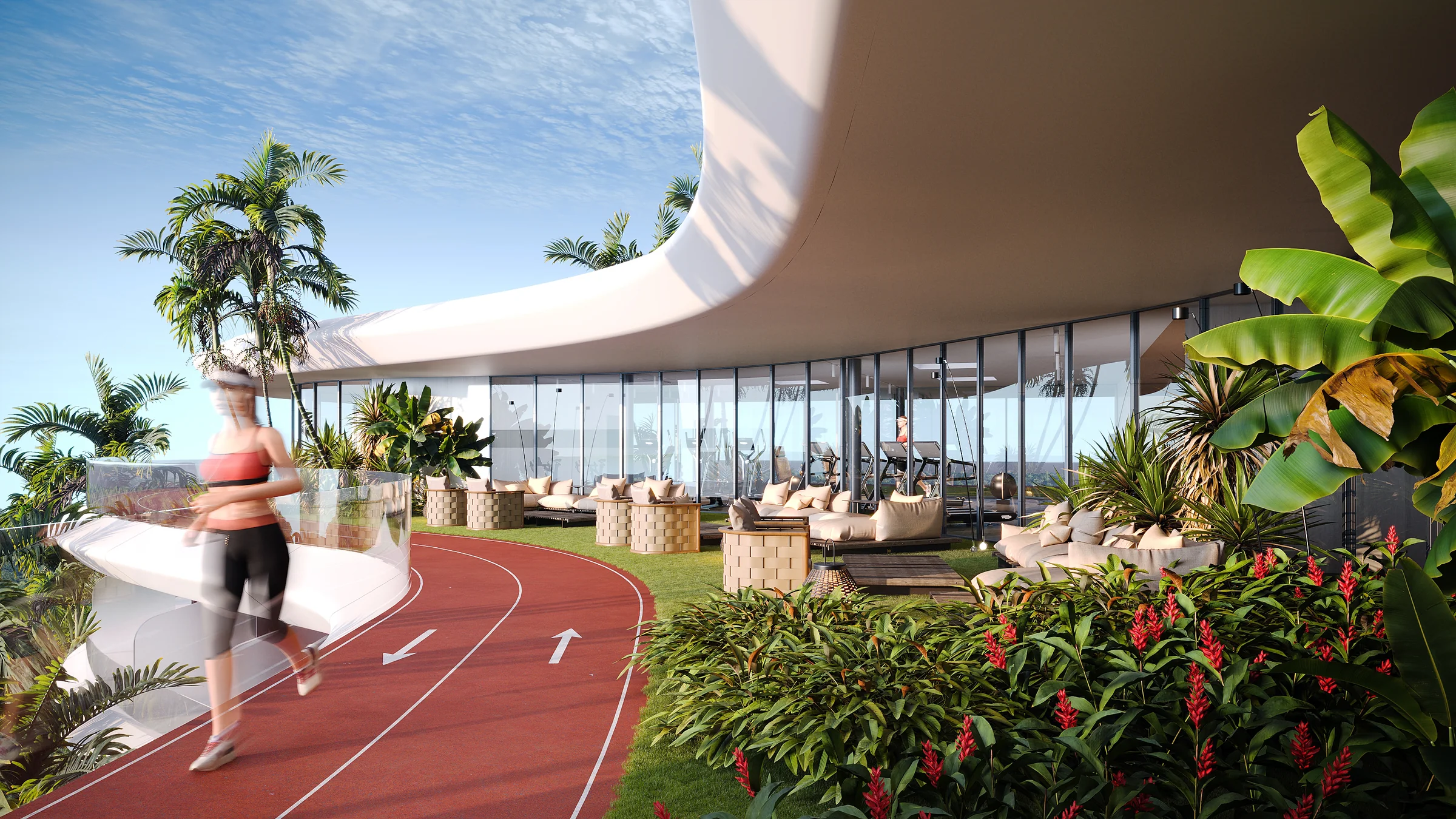 Rooftop jogging track